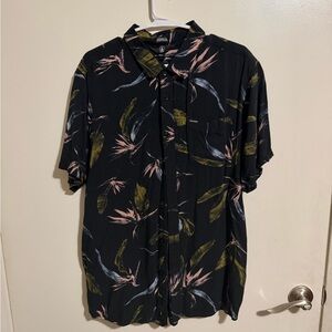 Volcom Black Tropical Leaf Short-Sleeve Button-Up Shirt
